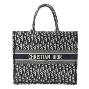 CHRISTIAN DIOR Book Tote Navy Blue Canvas Handbag